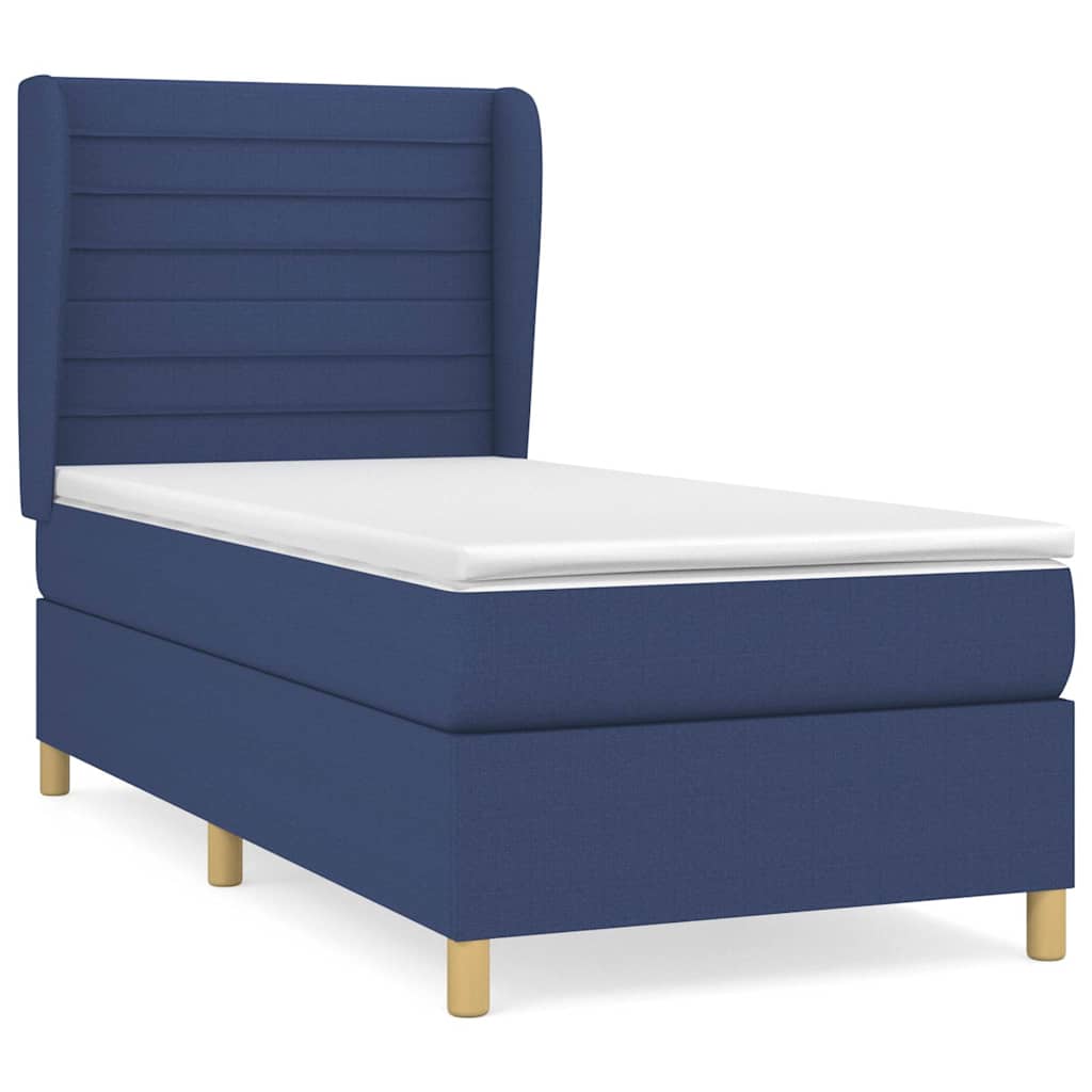 Sommier à lattes de lit avec matelas Bleu 100x200 cm Tissu