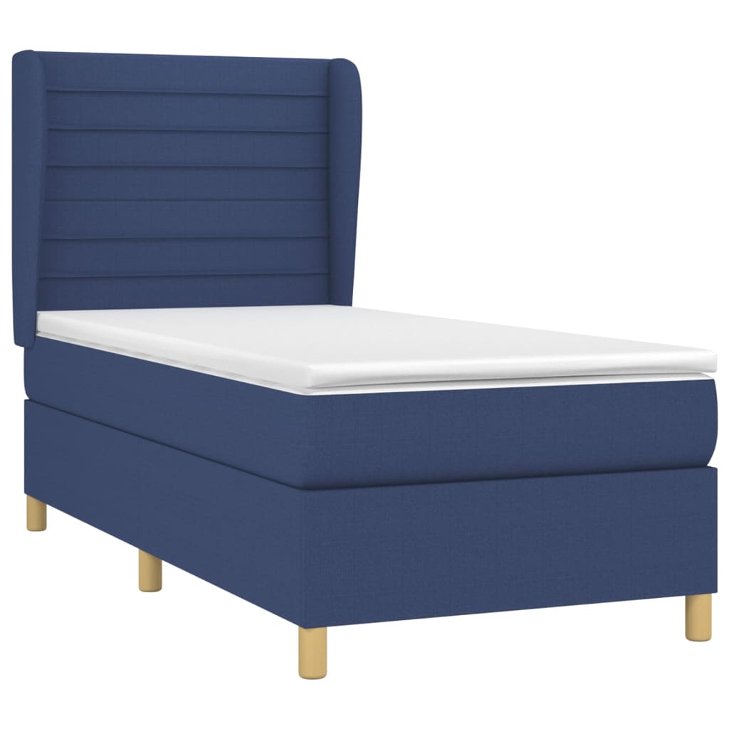 Sommier à lattes de lit avec matelas Bleu 100x200 cm Tissu - XIOS
