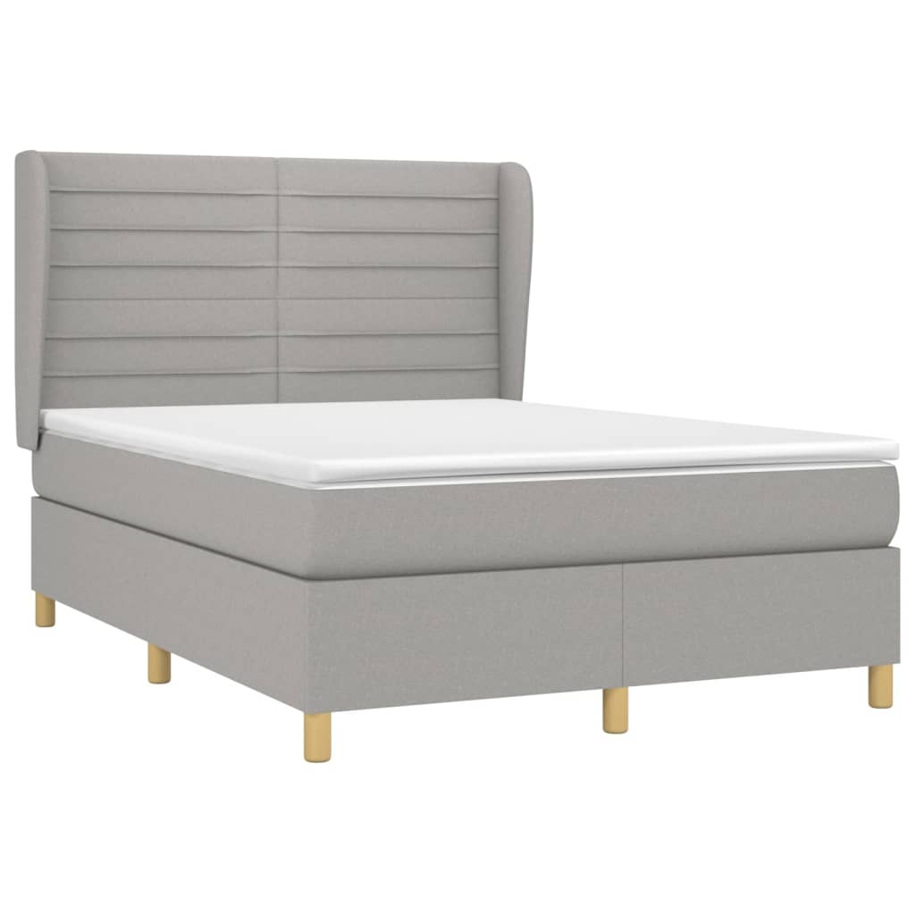 Sommier à lattes de lit avec matelas Gris clair 140x190cm Tissu - XIOS