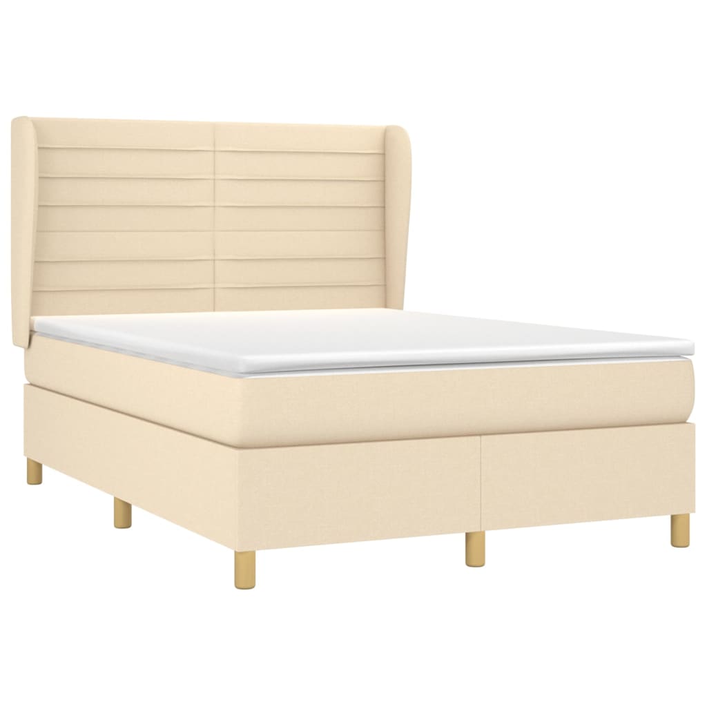 Sommier à lattes de lit avec matelas Crème 140x190 cm Tissu - XIOS