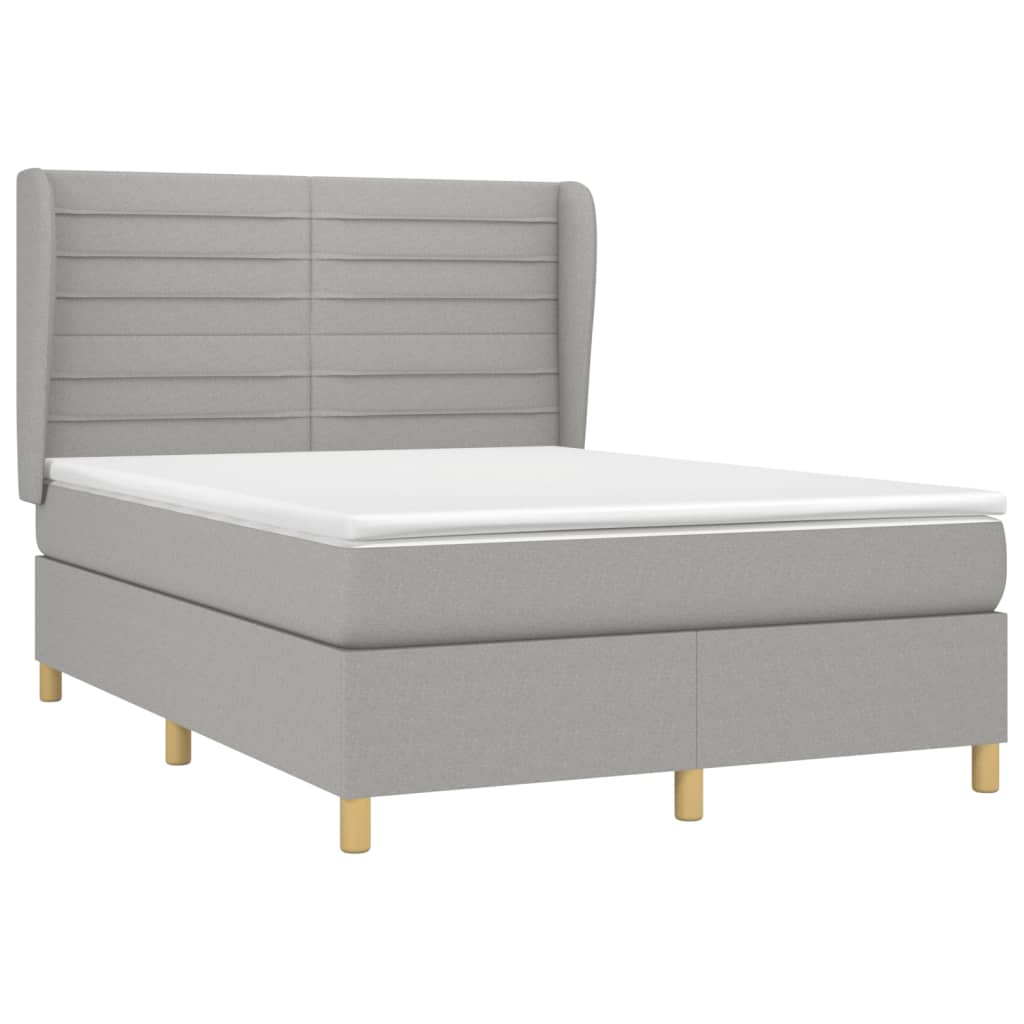 Sommier à lattes de lit avec matelas Gris clair 140x200cm Tissu - XIOS
