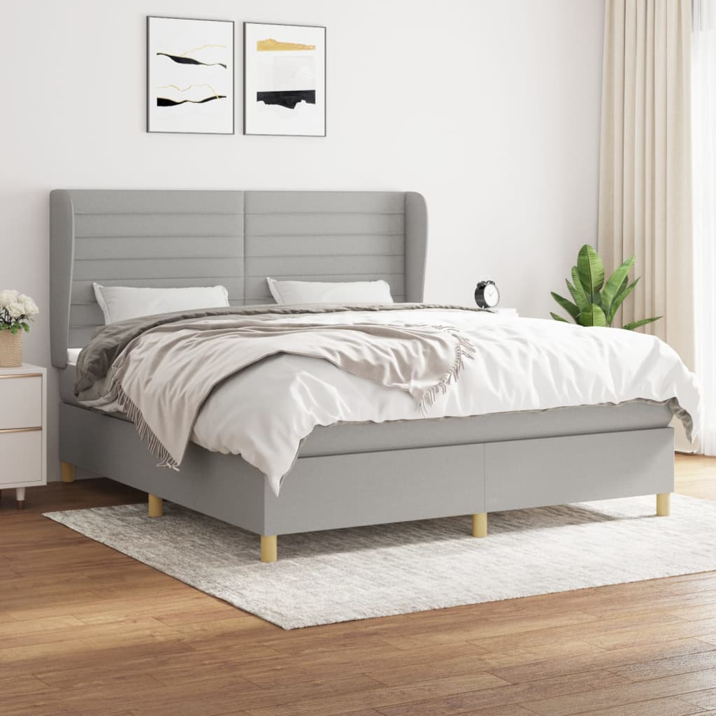 Sommier à lattes de lit avec matelas Gris clair 160x200cm Tissu - XIOS