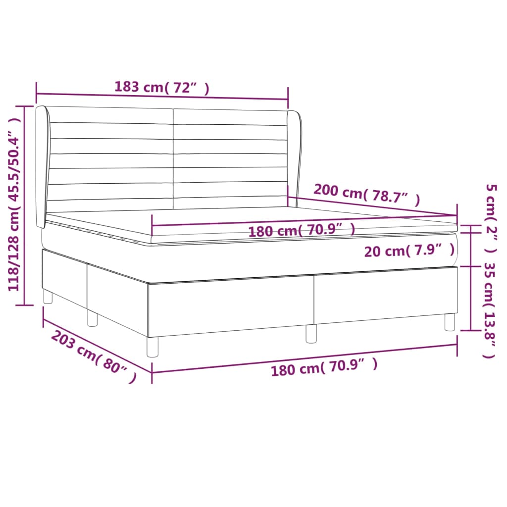 Sommier à lattes de lit avec matelas Gris foncé 180x200cm Tissu - XIOS
