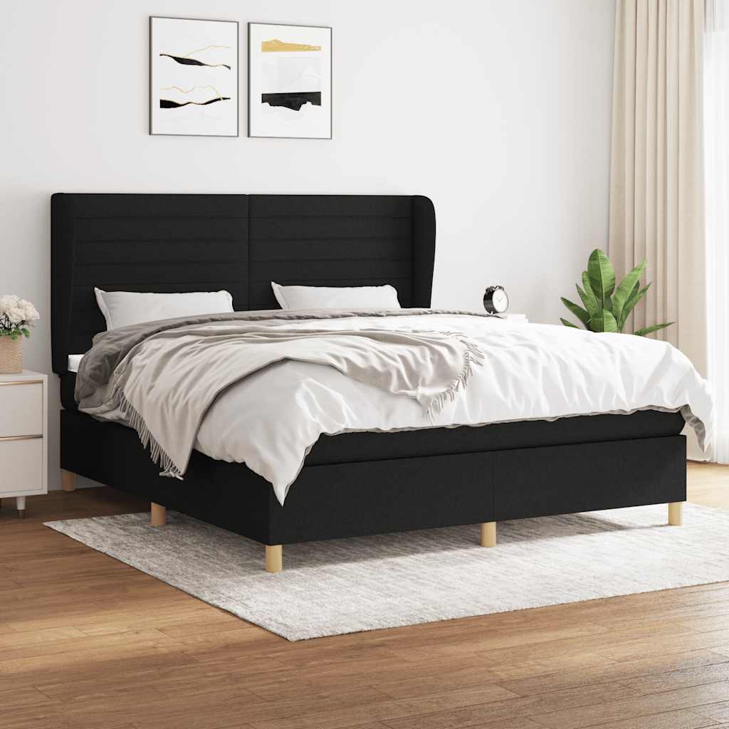 Sommier à lattes de lit avec matelas Noir 180x200 cm Tissu - XIOS