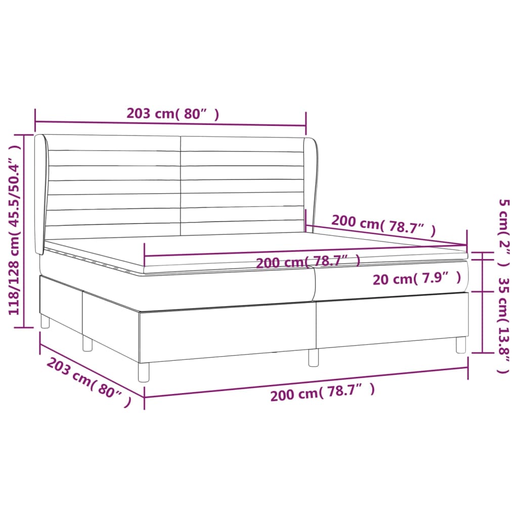 Sommier à lattes de lit avec matelas Gris foncé 200x200cm Tissu - XIOS