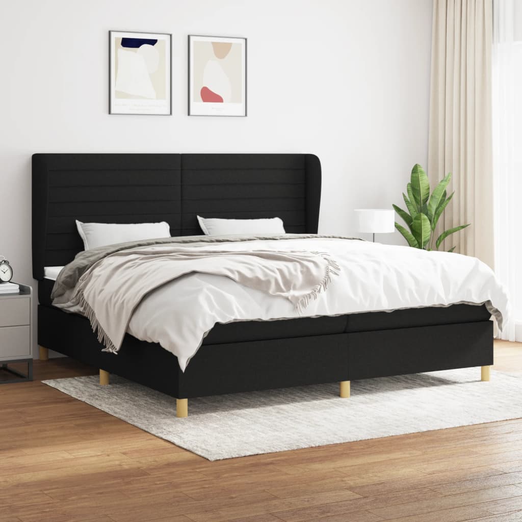 Sommier à lattes de lit avec matelas Noir 200x200 cm Tissu - XIOS
