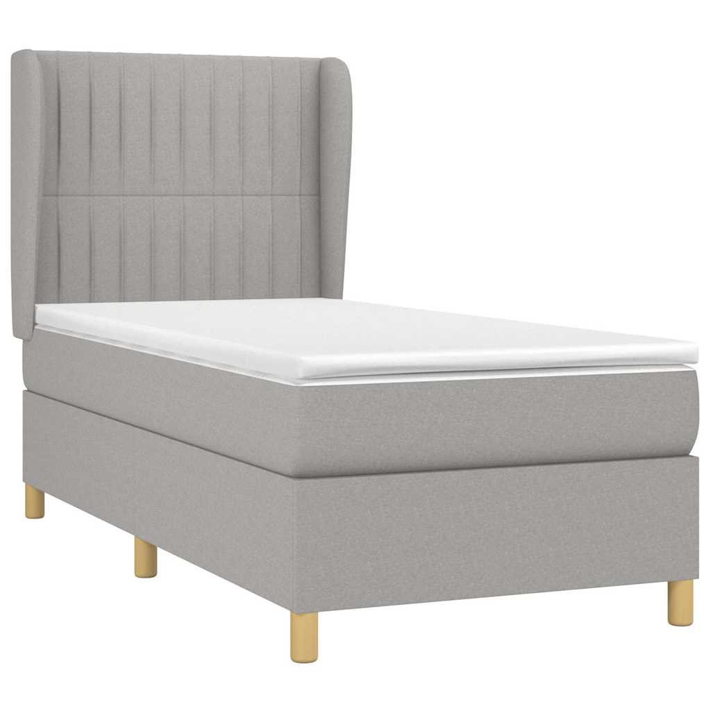 Sommier à lattes de lit avec matelas Gris clair 90x200 cm Tissu
