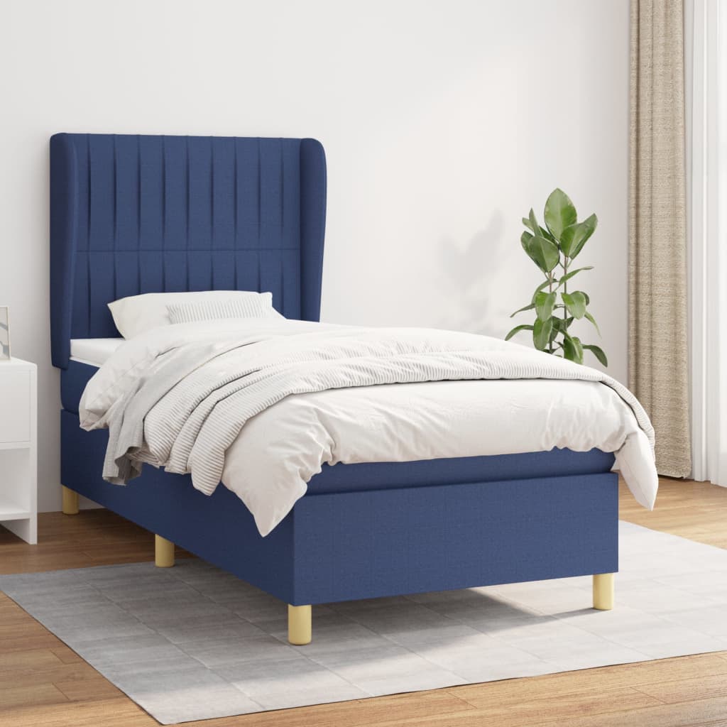 Sommier à lattes de lit avec matelas Bleu 90x200 cm Tissu - XIOS