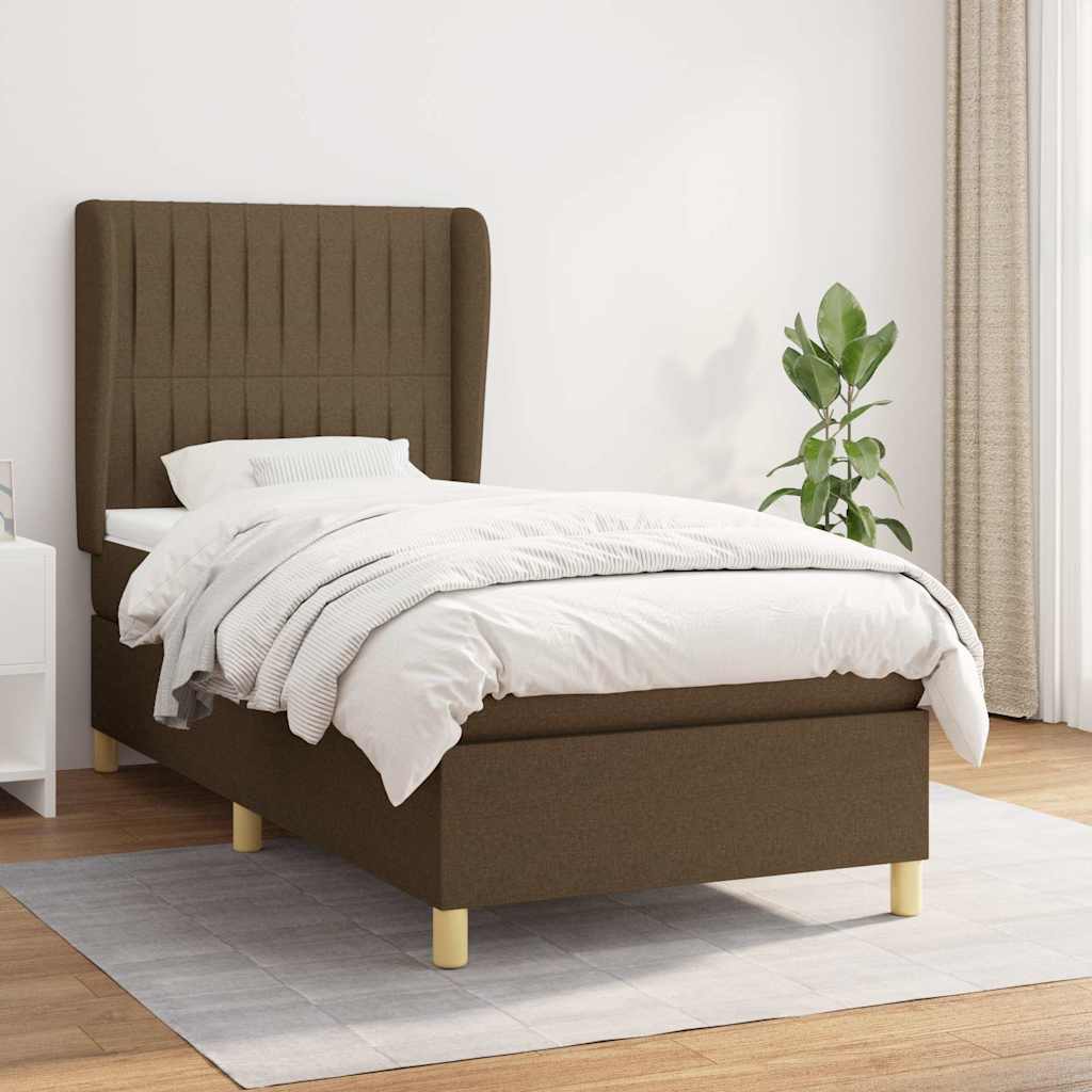 Sommier à lattes de lit avec matelas Marron foncé 100x200 cm
