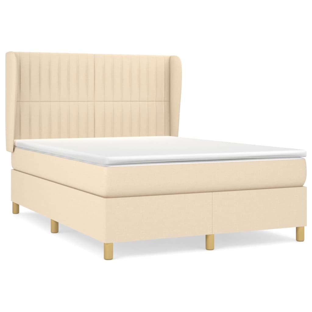 Sommier à lattes de lit avec matelas Crème 140x190 cm Tissu - XIOS