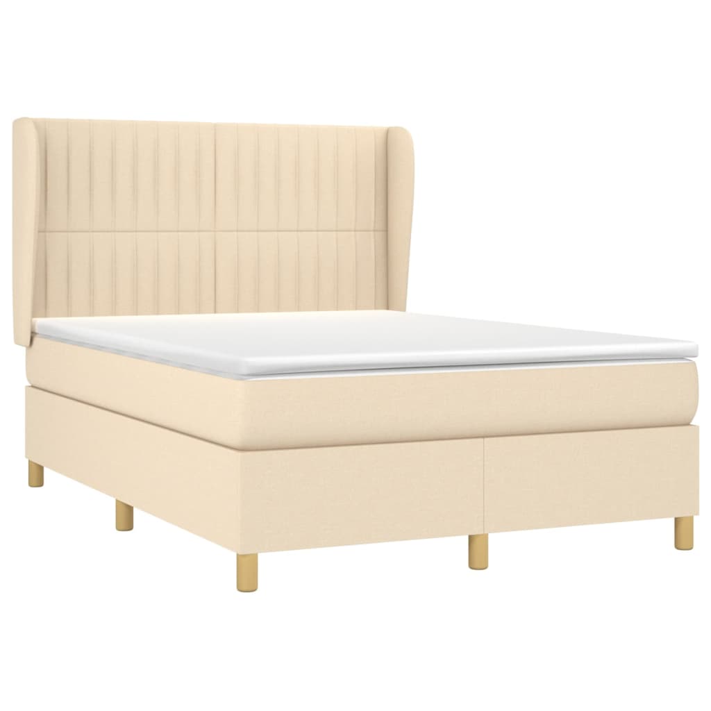 Sommier à lattes de lit avec matelas Crème 140x190 cm Tissu - XIOS