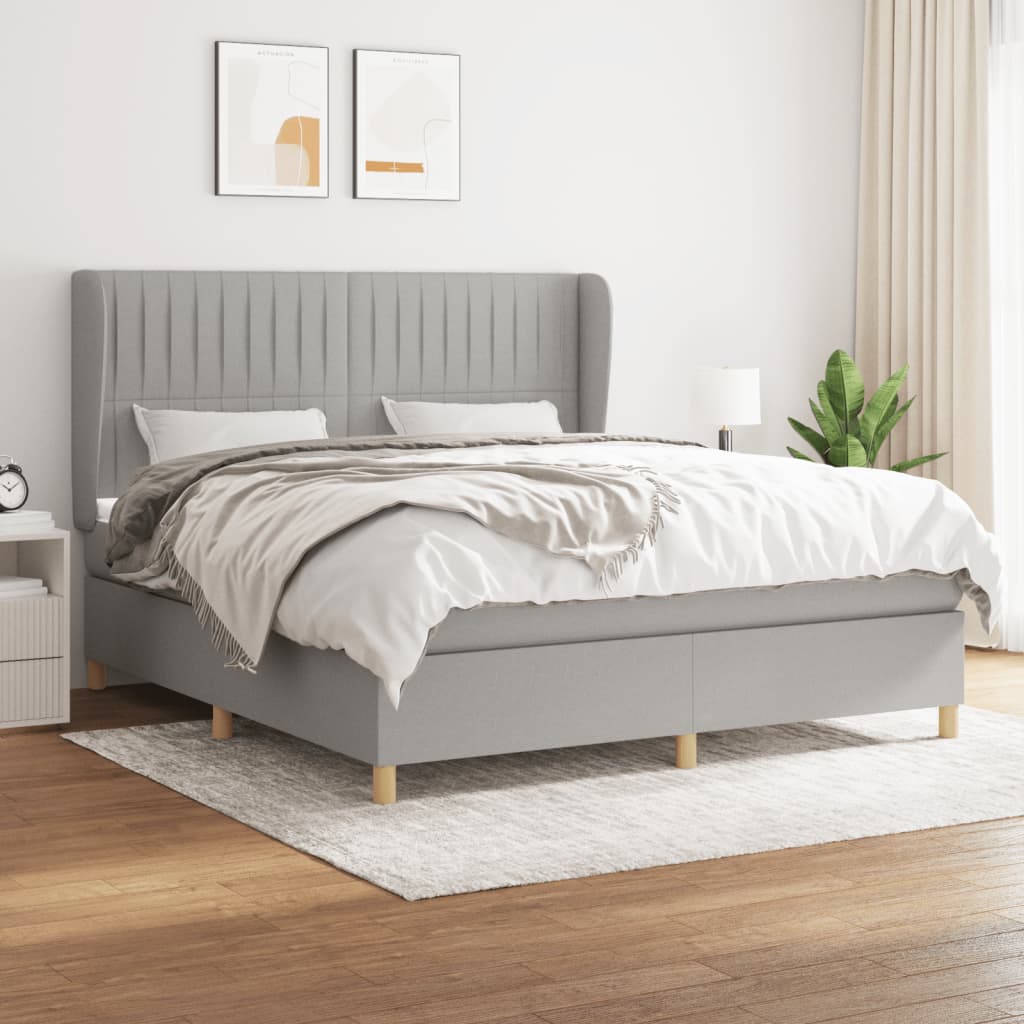 Sommier à lattes de lit avec matelas Gris clair 160x200cm Tissu - XIOS