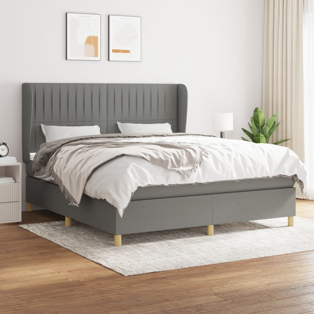 Sommier à lattes de lit avec matelas Gris foncé 180x200cm Tissu - XIOS