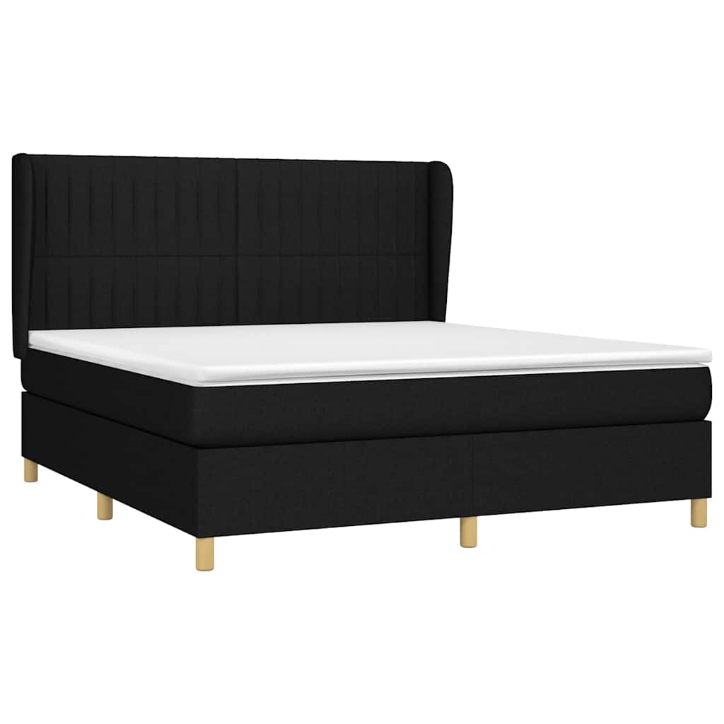 Sommier à lattes de lit avec matelas Noir 180x200 cm Tissu - XIOS