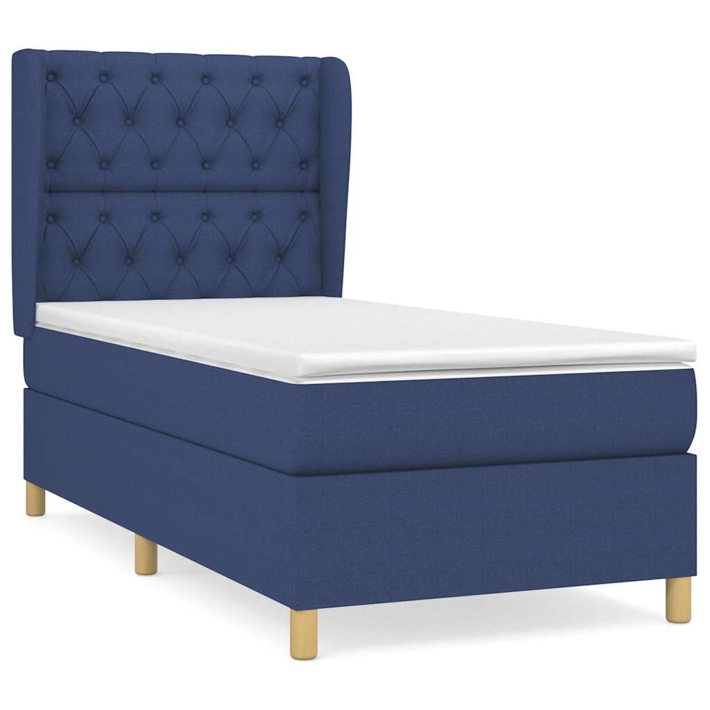 Sommier à lattes de lit avec matelas Bleu 80x200 cm Tissu