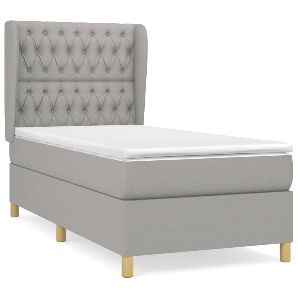 Sommier à lattes de lit et matelas Gris clair 90x190 cm Tissu - XIOS