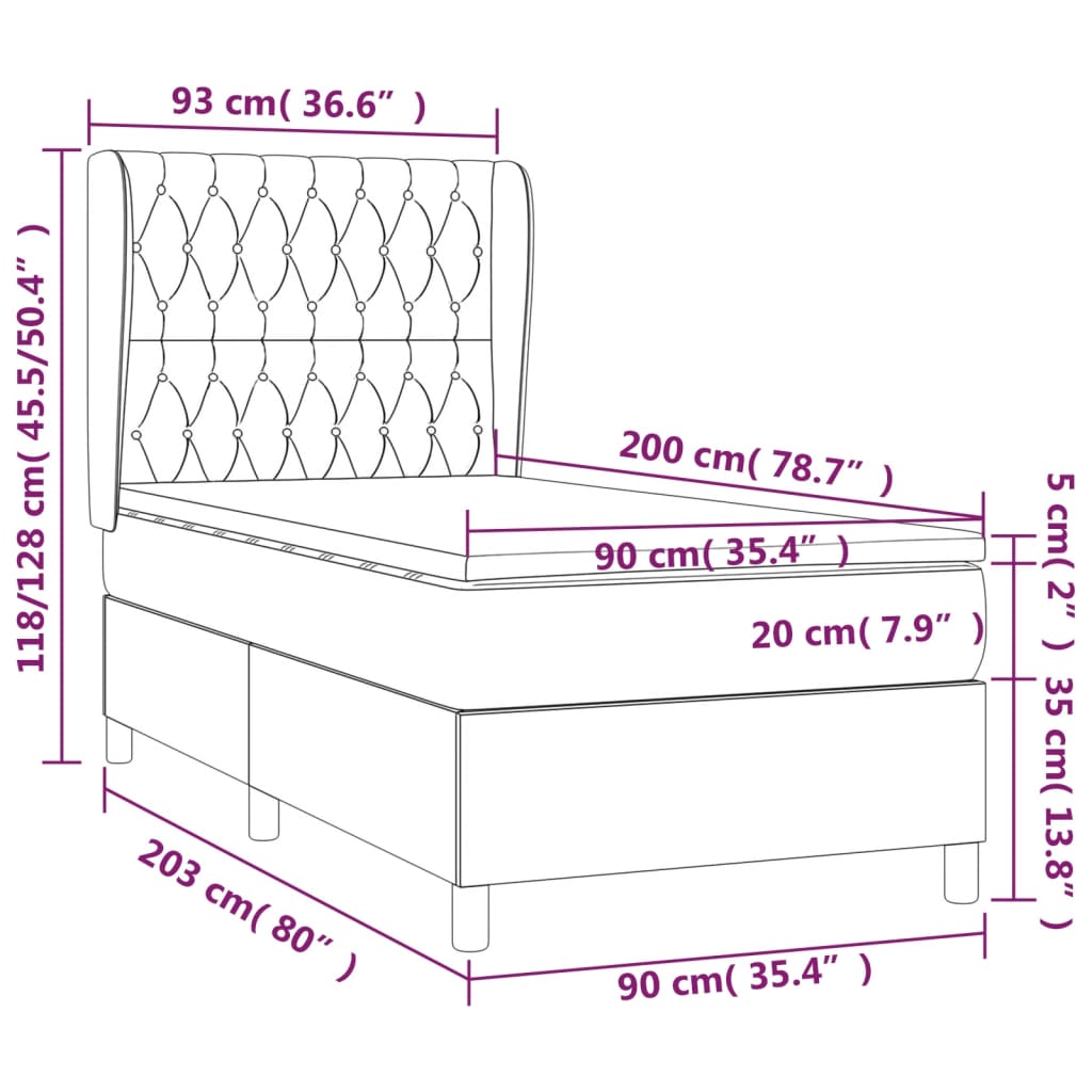 Sommier à lattes de lit avec matelas Gris clair 90x200 cm Tissu - XIOS