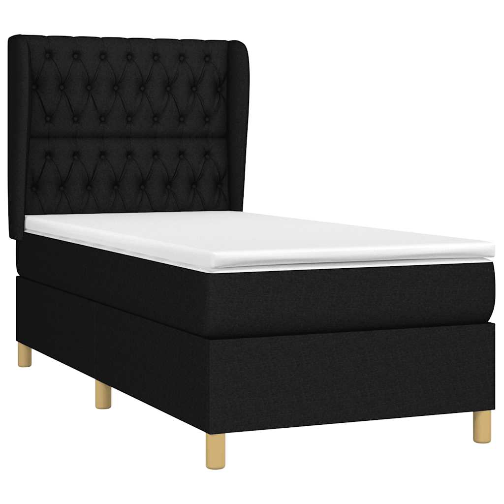 Sommier à lattes de lit avec matelas Noir 90x200 cm Tissu - XIOS
