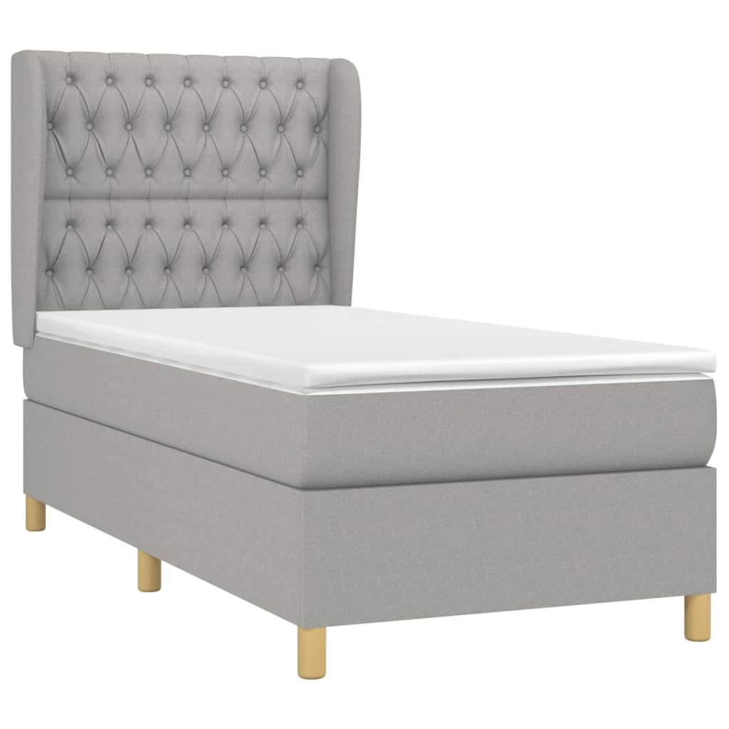 Sommier à lattes de lit avec matelas Gris clair 100x200cm Tissu - XIOS