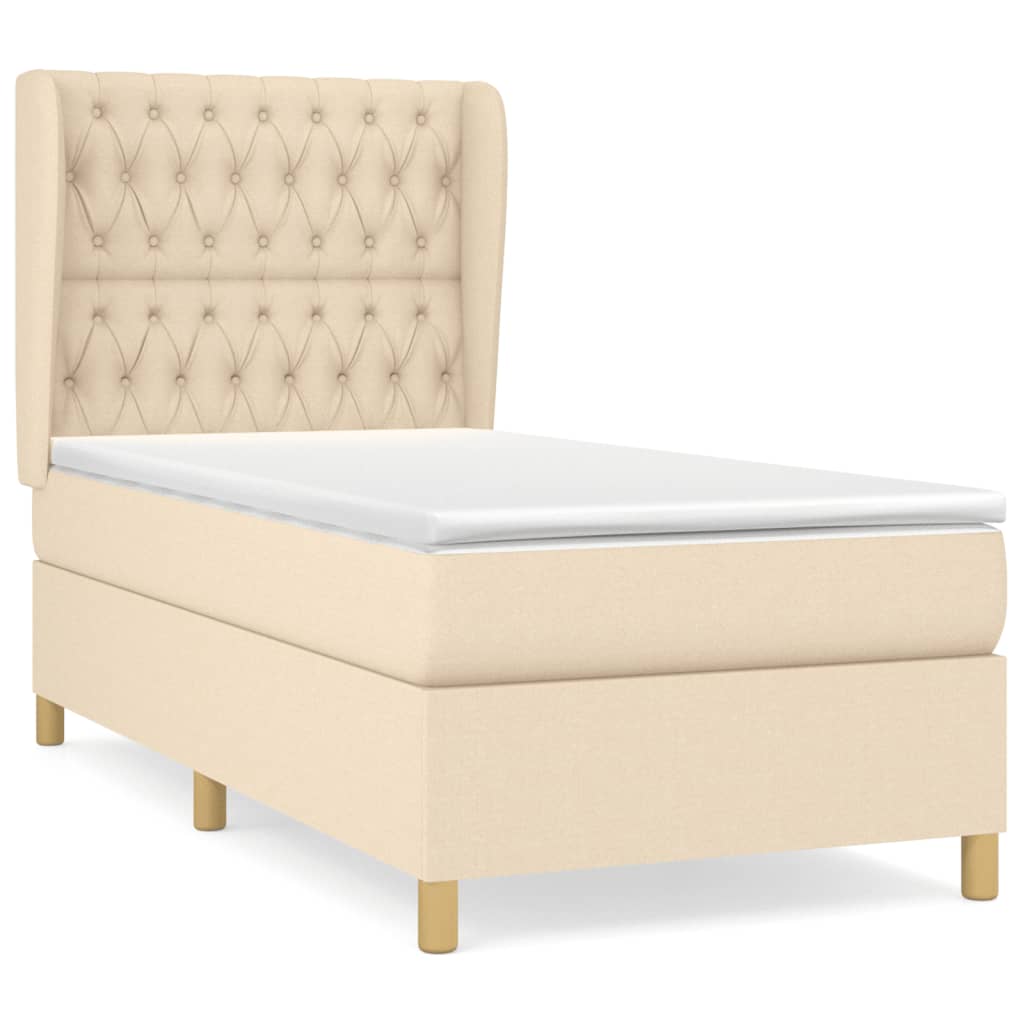 Sommier à lattes de lit avec matelas Crème 100x200 cm Tissu - XIOS