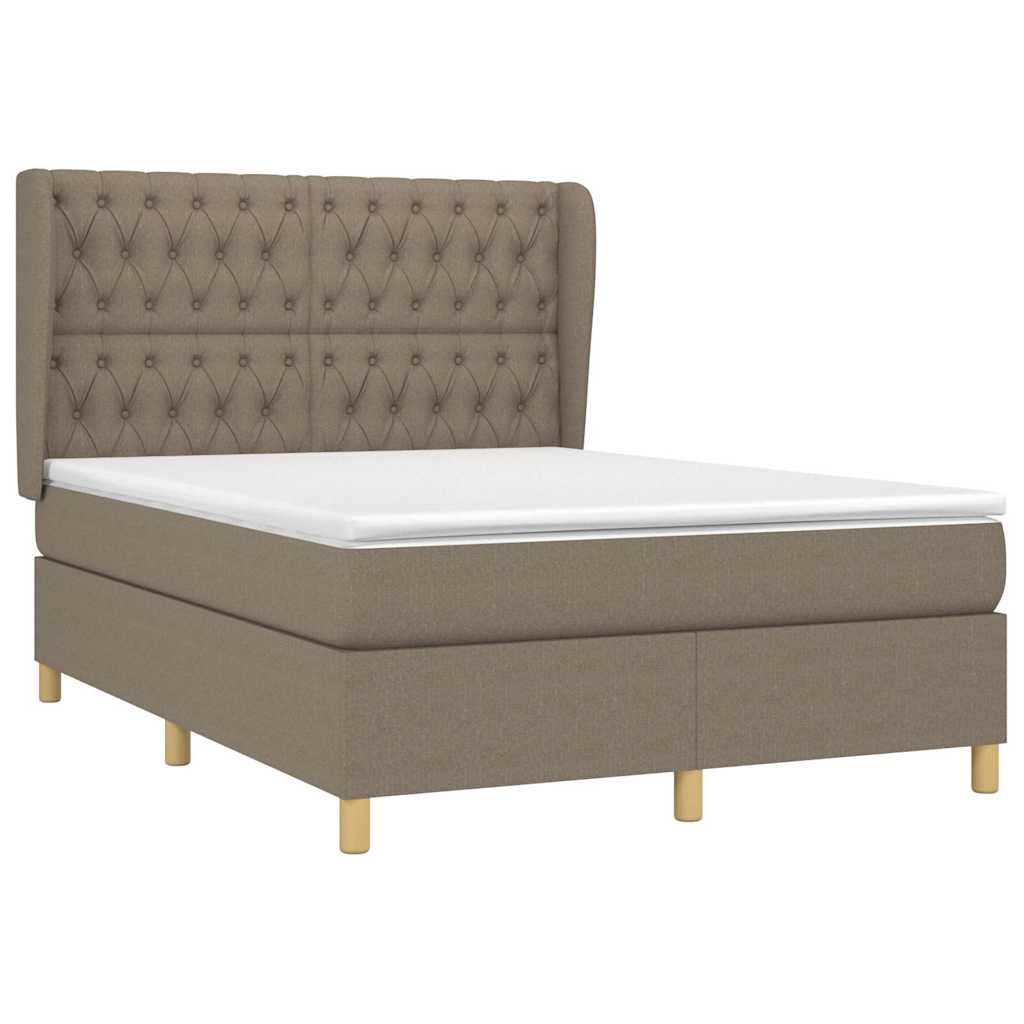 Sommier à lattes de lit avec matelas Taupe 140x190 cm Tissu