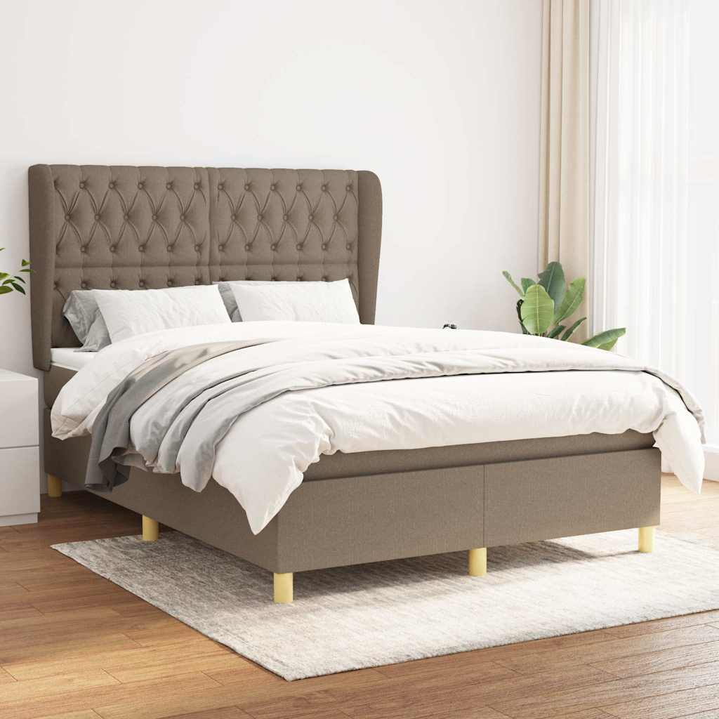 Sommier à lattes de lit avec matelas Taupe 140x190 cm Tissu