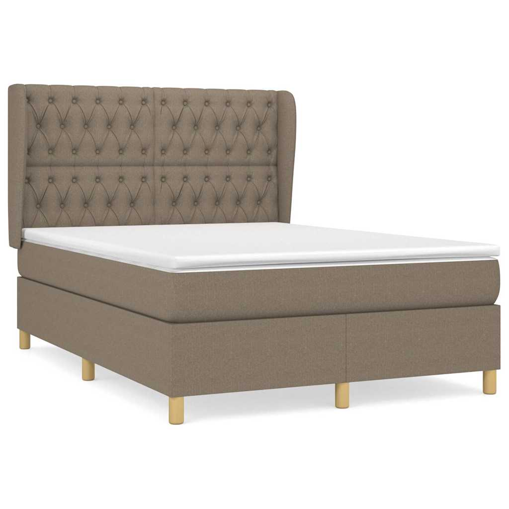 Sommier à lattes de lit avec matelas Taupe 140x200 cm Tissu