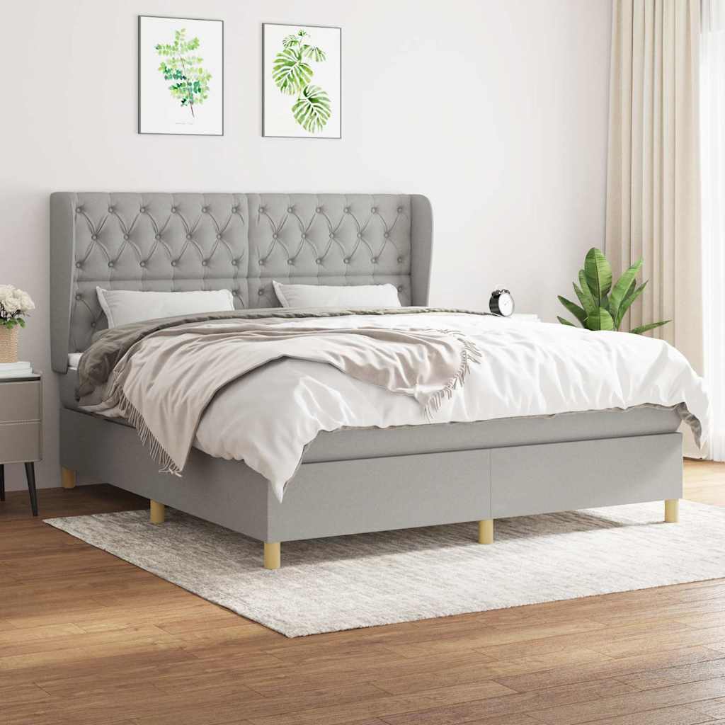 Sommier à lattes de lit avec matelas Gris clair 160x200cm Tissu