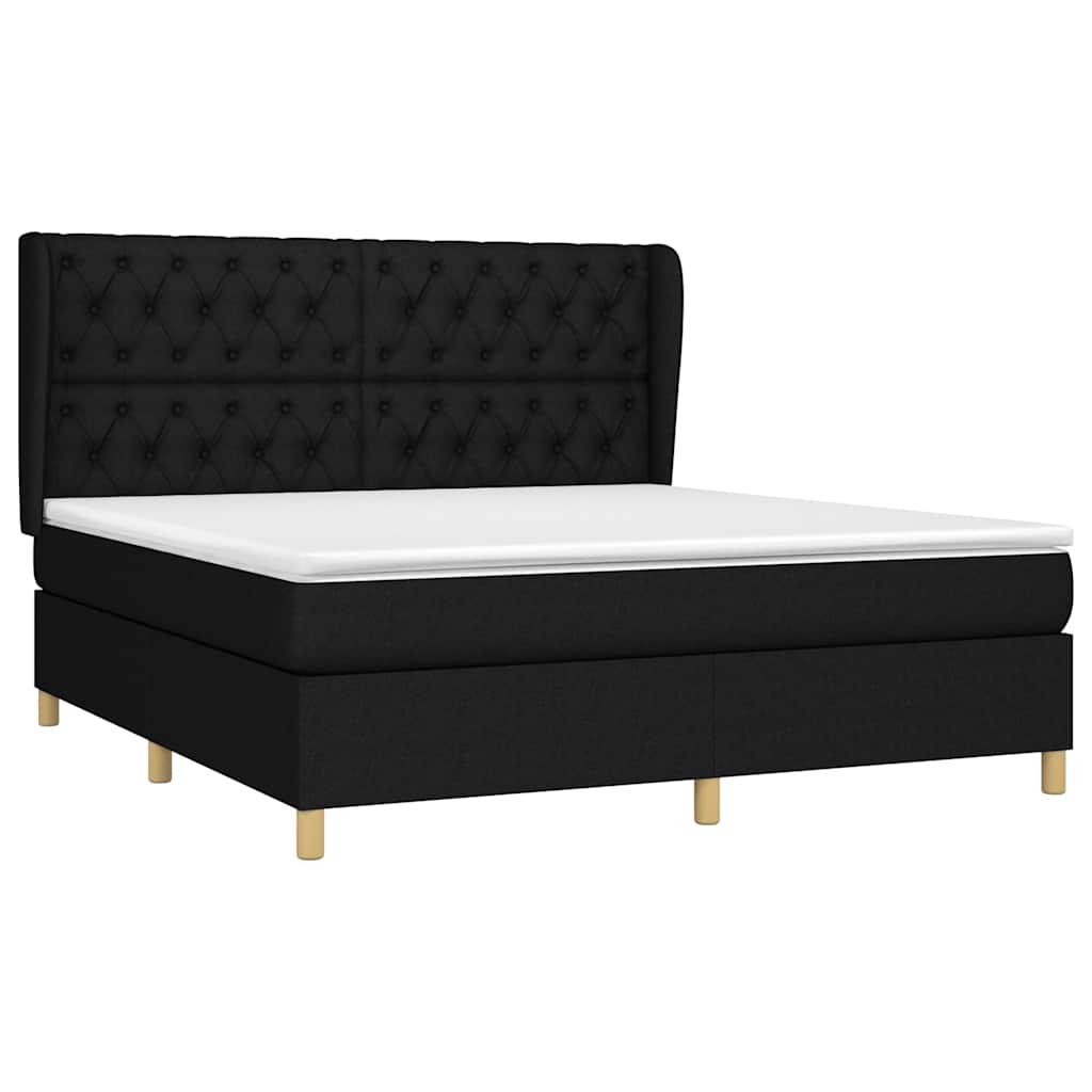 Sommier à lattes de lit avec matelas Noir 160x200 cm Tissu - XIOS
