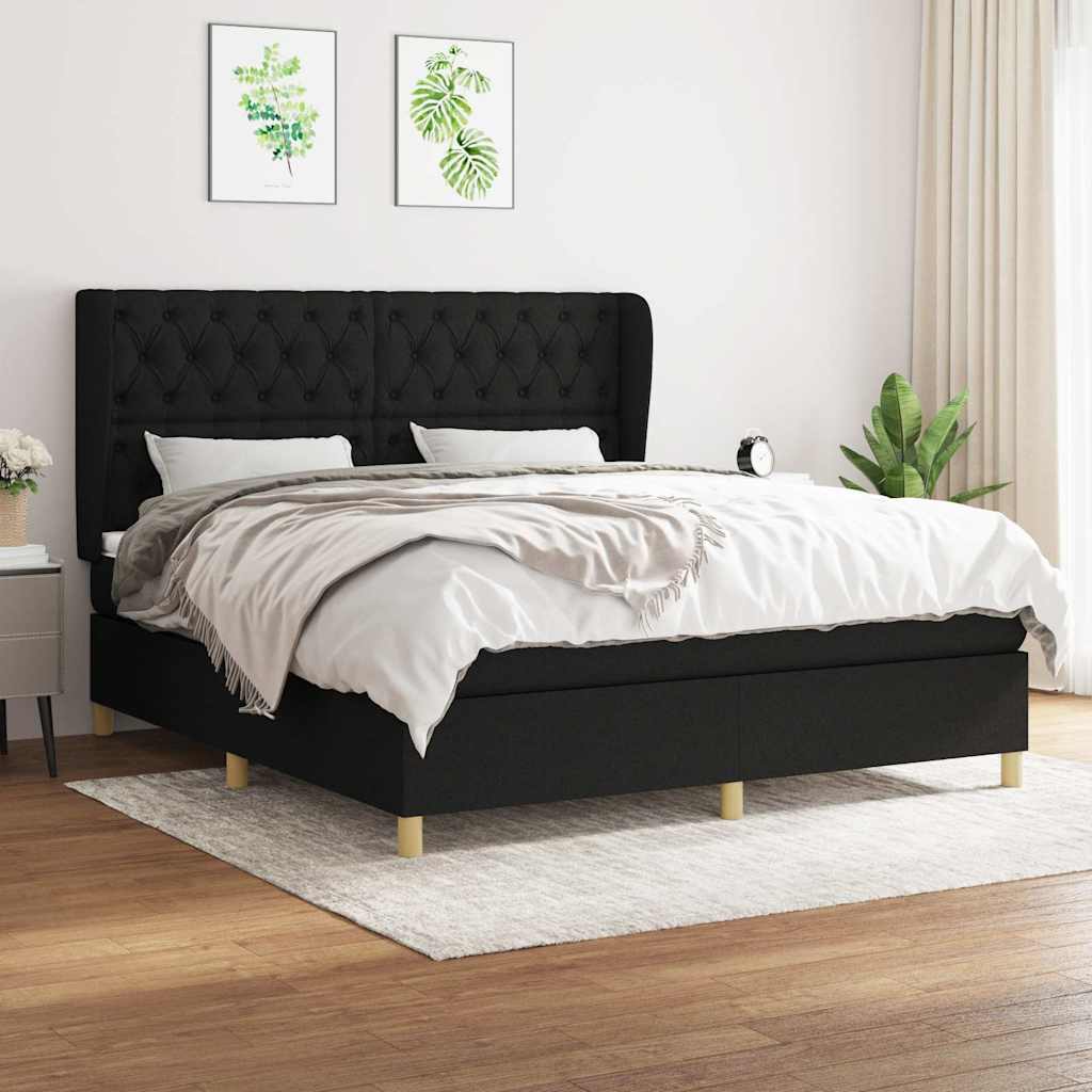 Sommier à lattes de lit avec matelas Noir 160x200 cm Tissu - XIOS
