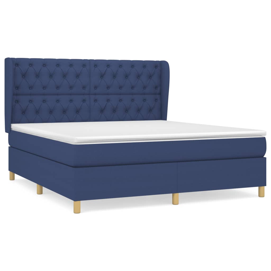 Sommier à lattes de lit avec matelas Bleu 160x200 cm Tissu - XIOS