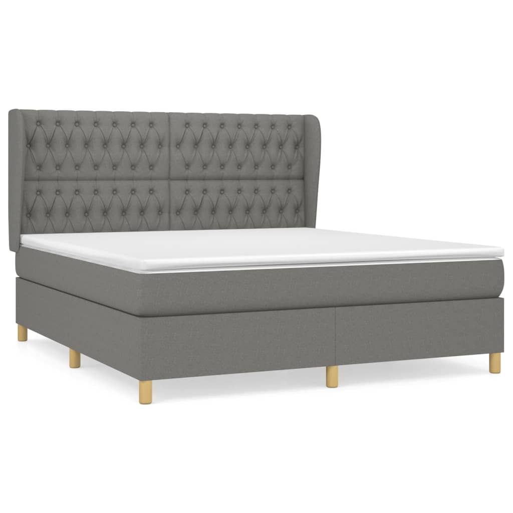 Sommier à lattes de lit avec matelas Gris foncé 180x200cm Tissu - XIOS