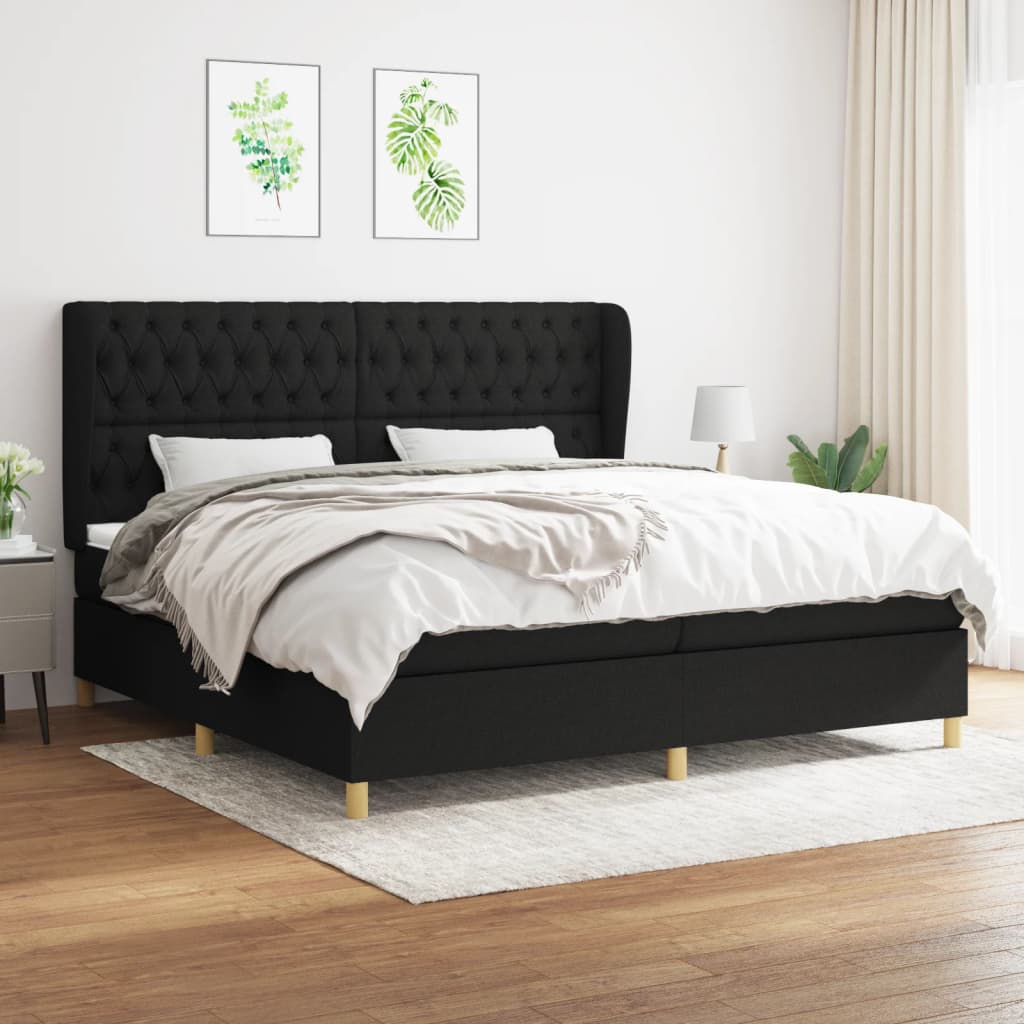 Sommier à lattes de lit avec matelas Noir 200x200 cm Tissu - XIOS
