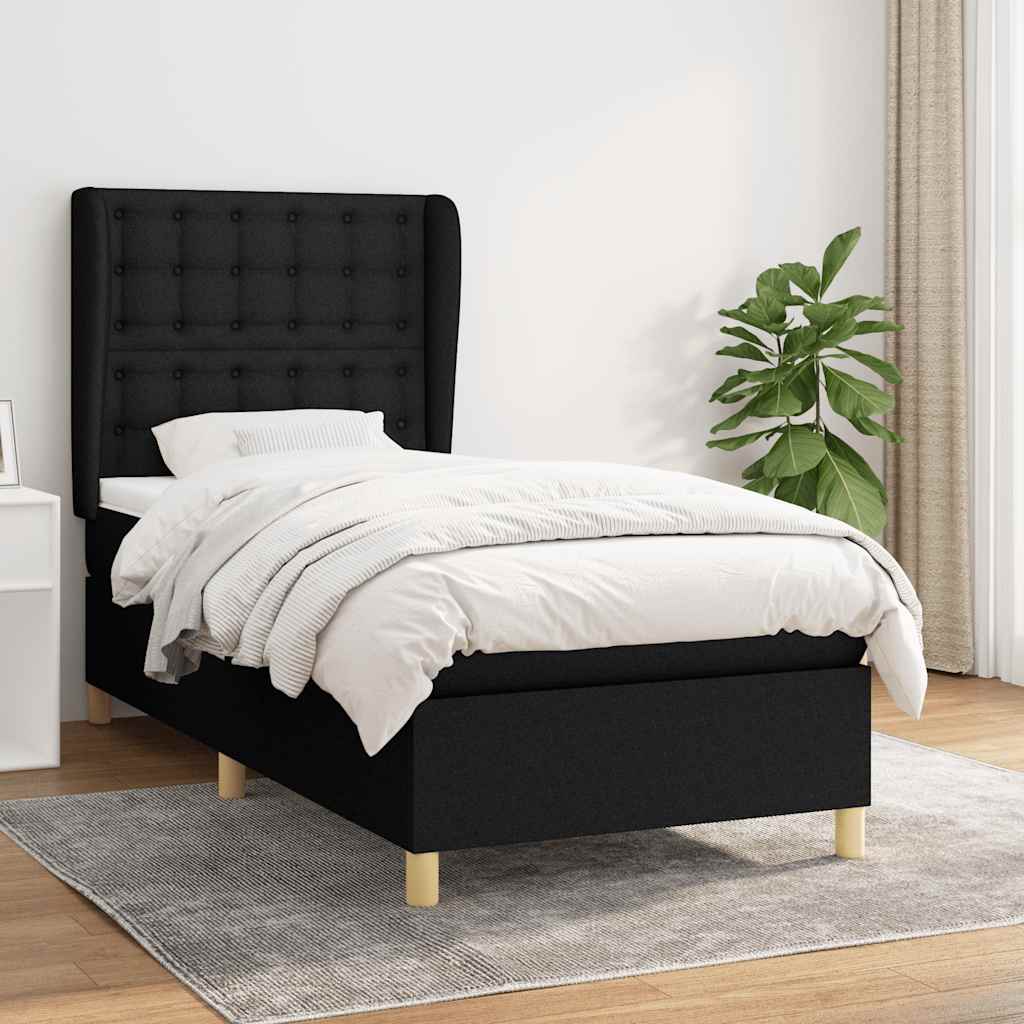 Sommier à lattes de lit avec matelas Noir 90x190 cm Tissu - XIOS