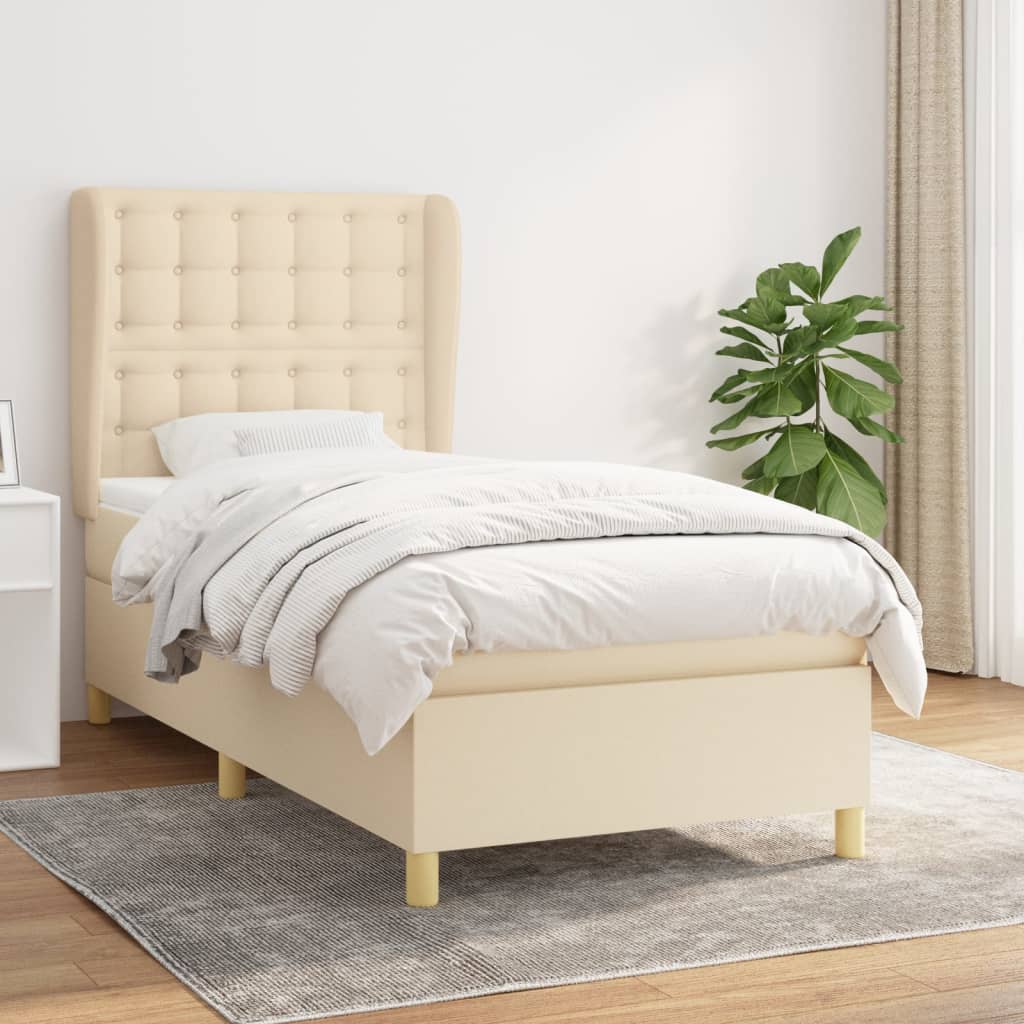 Sommier à lattes de lit et matelas Crème 90x190 cm Tissu - XIOS