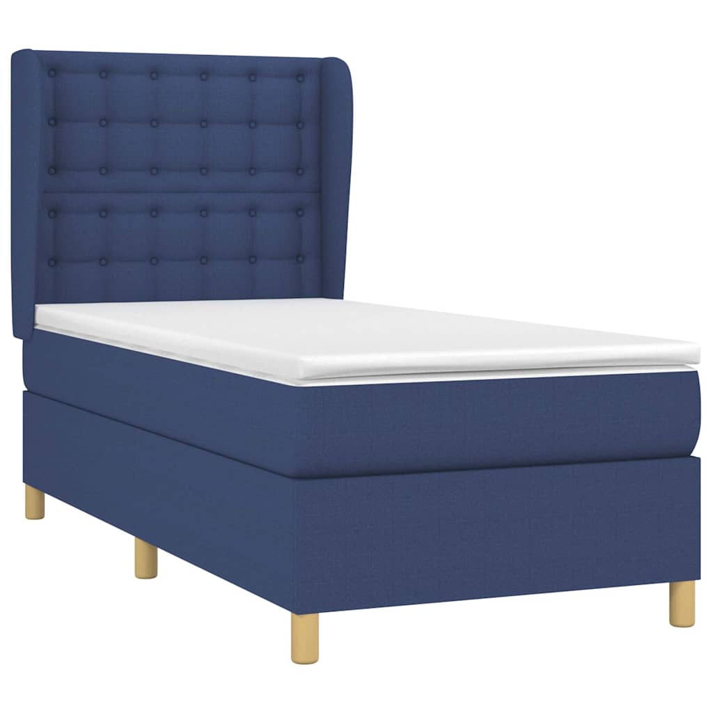 Sommier à lattes de lit avec matelas Bleu 90x190 cm Tissu