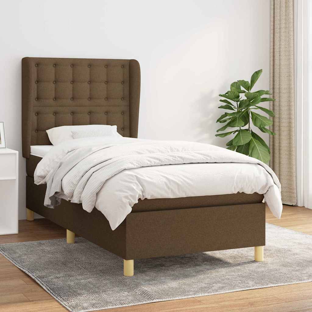 Sommier à lattes de lit avec matelas Marron foncé 100x200 cm