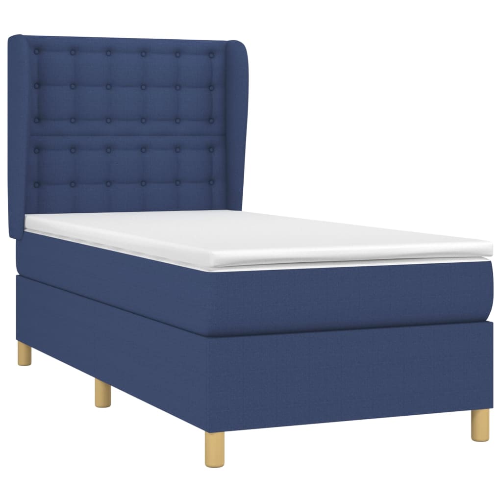 Sommier à lattes de lit avec matelas Bleu 100x200 cm Tissu - XIOS