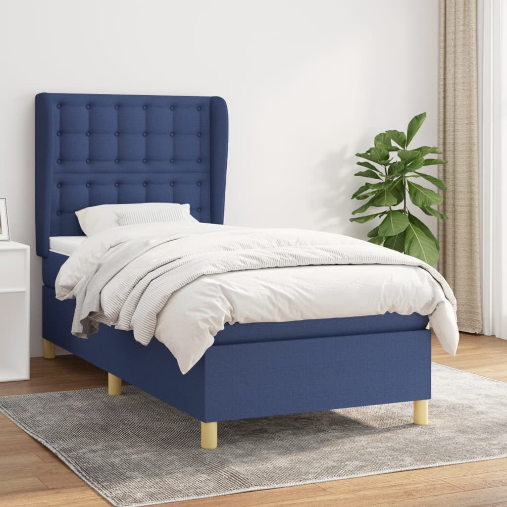 Sommier à lattes de lit avec matelas Bleu 100x200 cm Tissu - XIOS