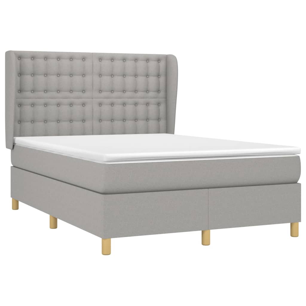 Sommier à lattes de lit avec matelas Gris clair 140x190cm Tissu - XIOS