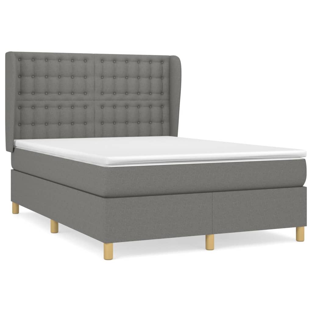Sommier à lattes de lit avec matelas Gris foncé 140x190cm Tissu - XIOS