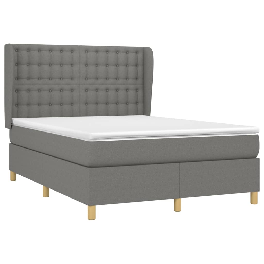 Sommier à lattes de lit avec matelas Gris foncé 140x190cm Tissu - XIOS
