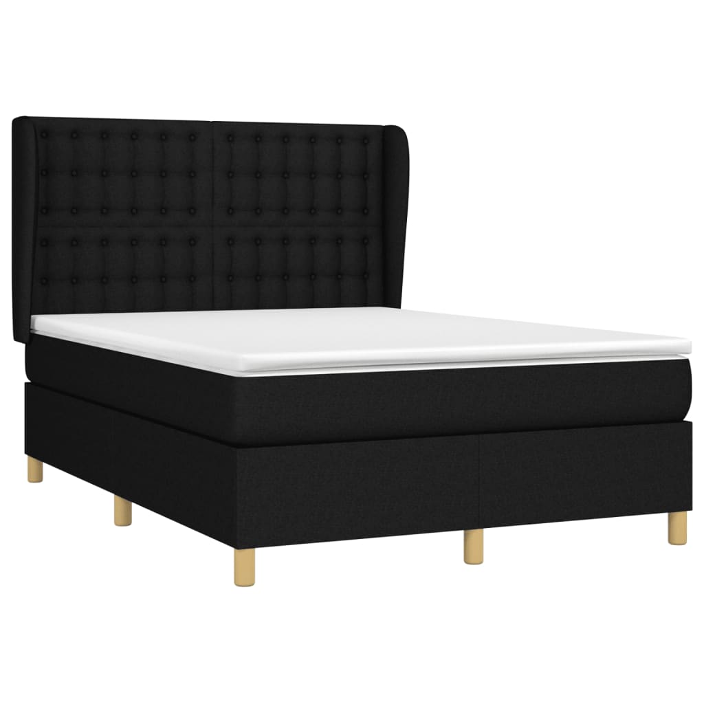 Sommier à lattes de lit avec matelas Noir 140x190 cm Tissu - XIOS