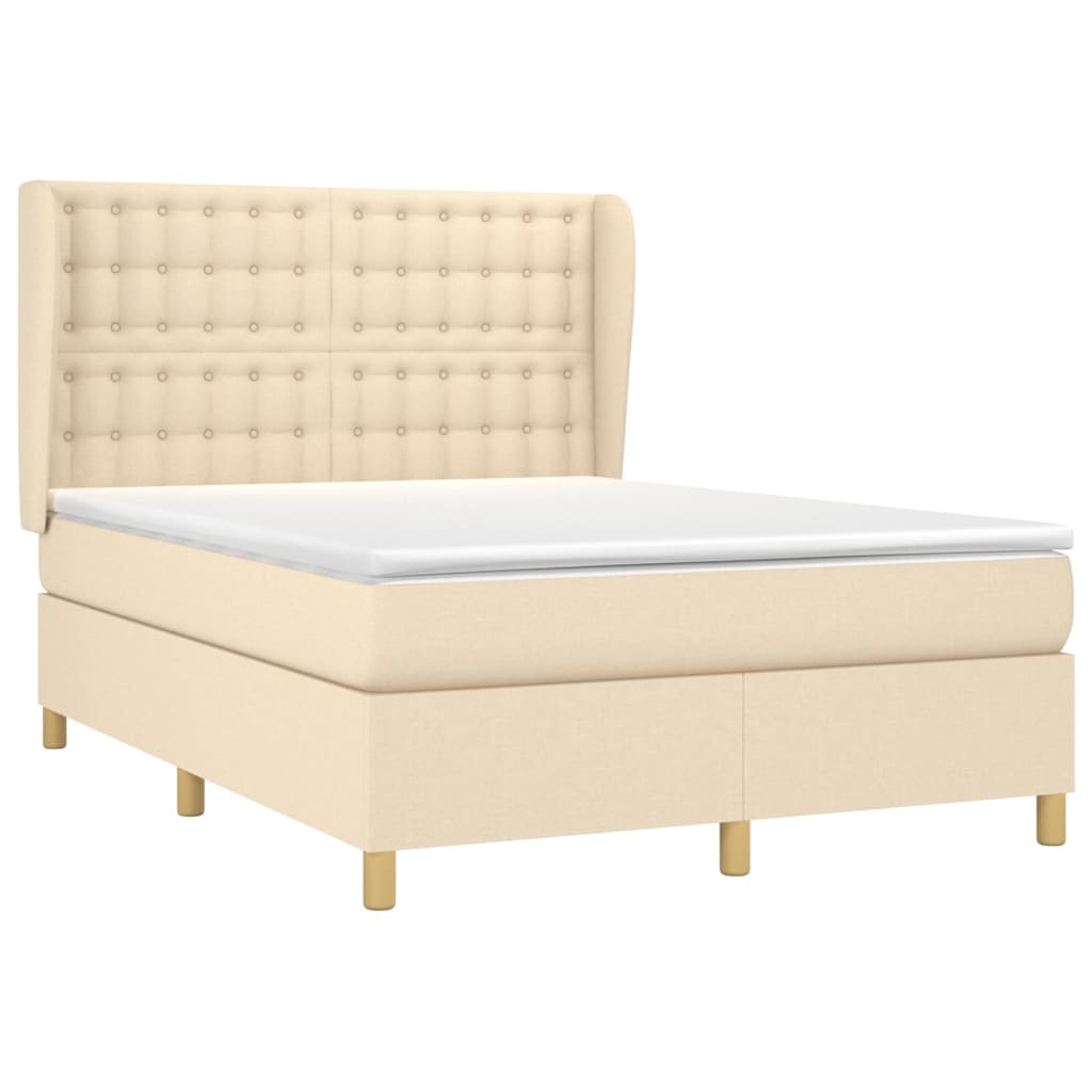 Sommier à lattes de lit avec matelas Crème 140x190 cm Tissu - XIOS