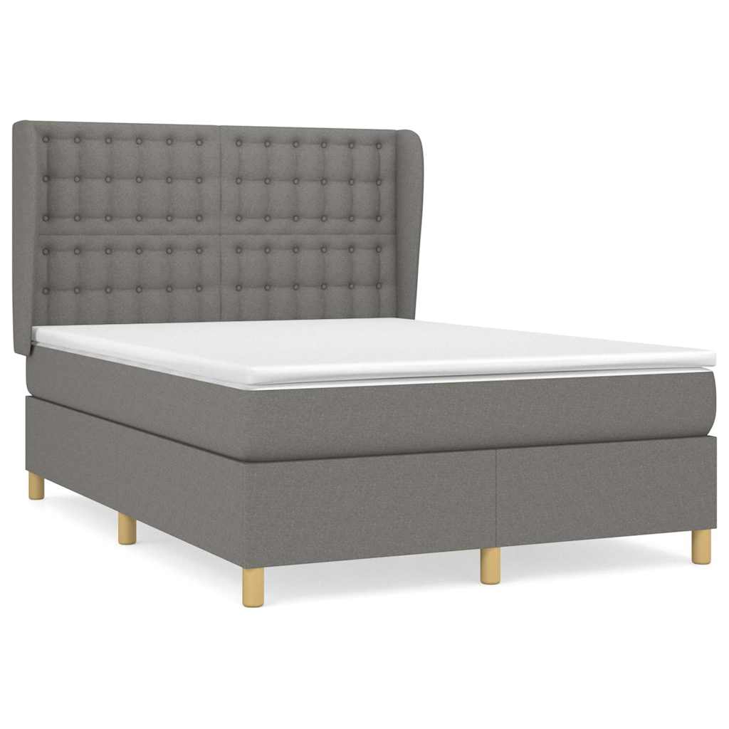 Sommier à lattes de lit avec matelas Gris foncé 140x200cm Tissu