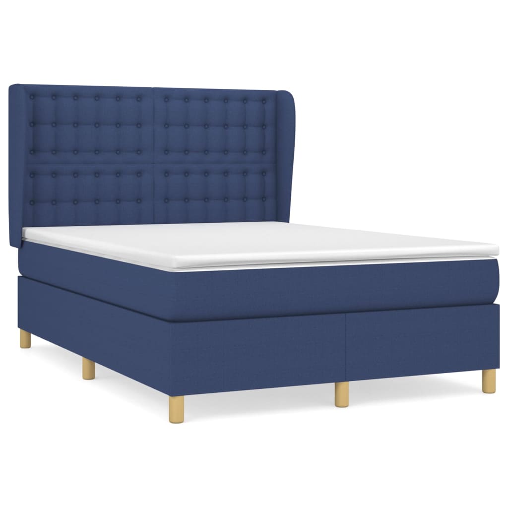 Sommier à lattes de lit avec matelas Bleu 140x200 cm Tissu - XIOS