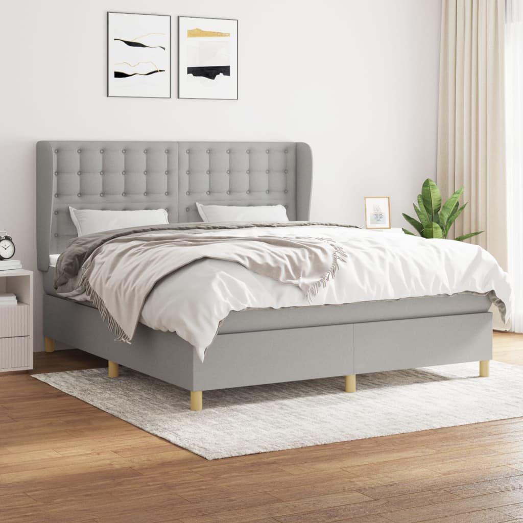 Sommier à lattes de lit avec matelas Gris clair 160x200cm Tissu - XIOS