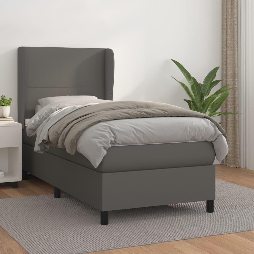 Sommier à lattes de lit avec matelas Gris 80x200 cm Similicuir - XIOS