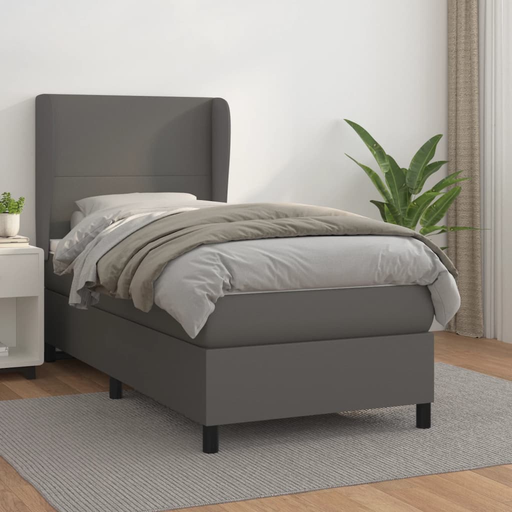 Sommier à lattes de lit avec matelas Gris 90x190 cm Similicuir - XIOS