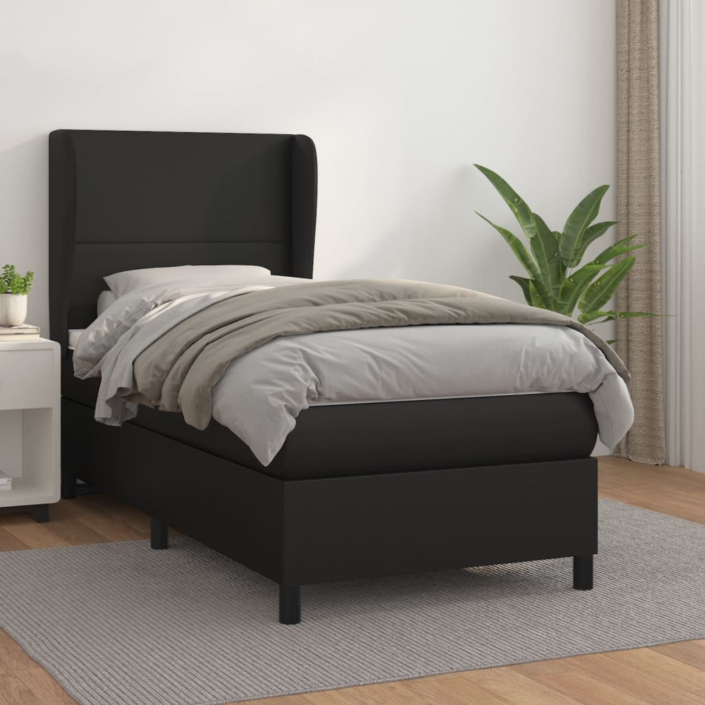 Sommier à lattes de lit avec matelas Noir 90x200 cm Similicuir - XIOS